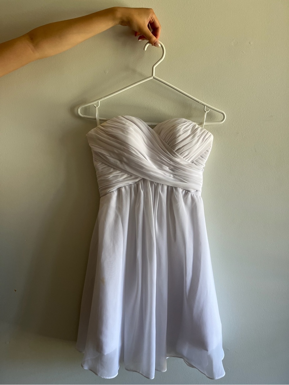 Strapless White Chiffon Dress
